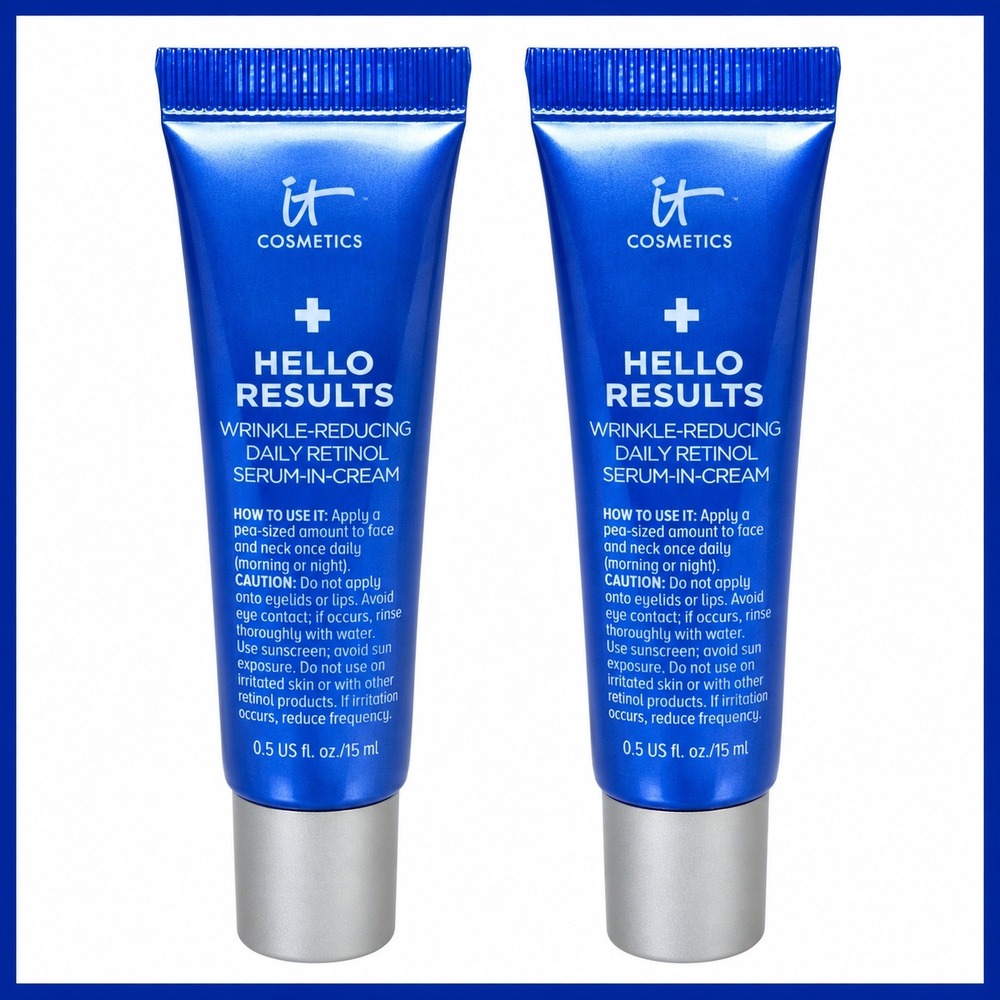 2 x IT Cosmetics Hello Results Retinol Wrinkle-Reducing Serum-in-Cream 0.5oz